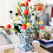 Large 23.5" Blue & White 4 Tier Delft Style Tulipiere Vase
