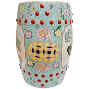 Chinese Famille Rose Turquoise Ground Cranes Garden Stool