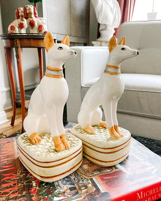 Vintage Pair Of Whippet Dog Bookends