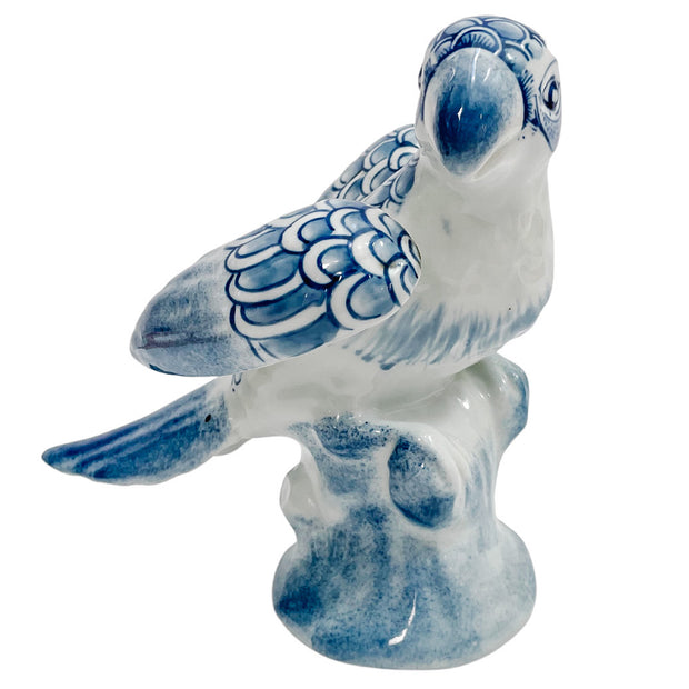Vintage Blue & White Perched Parrots
