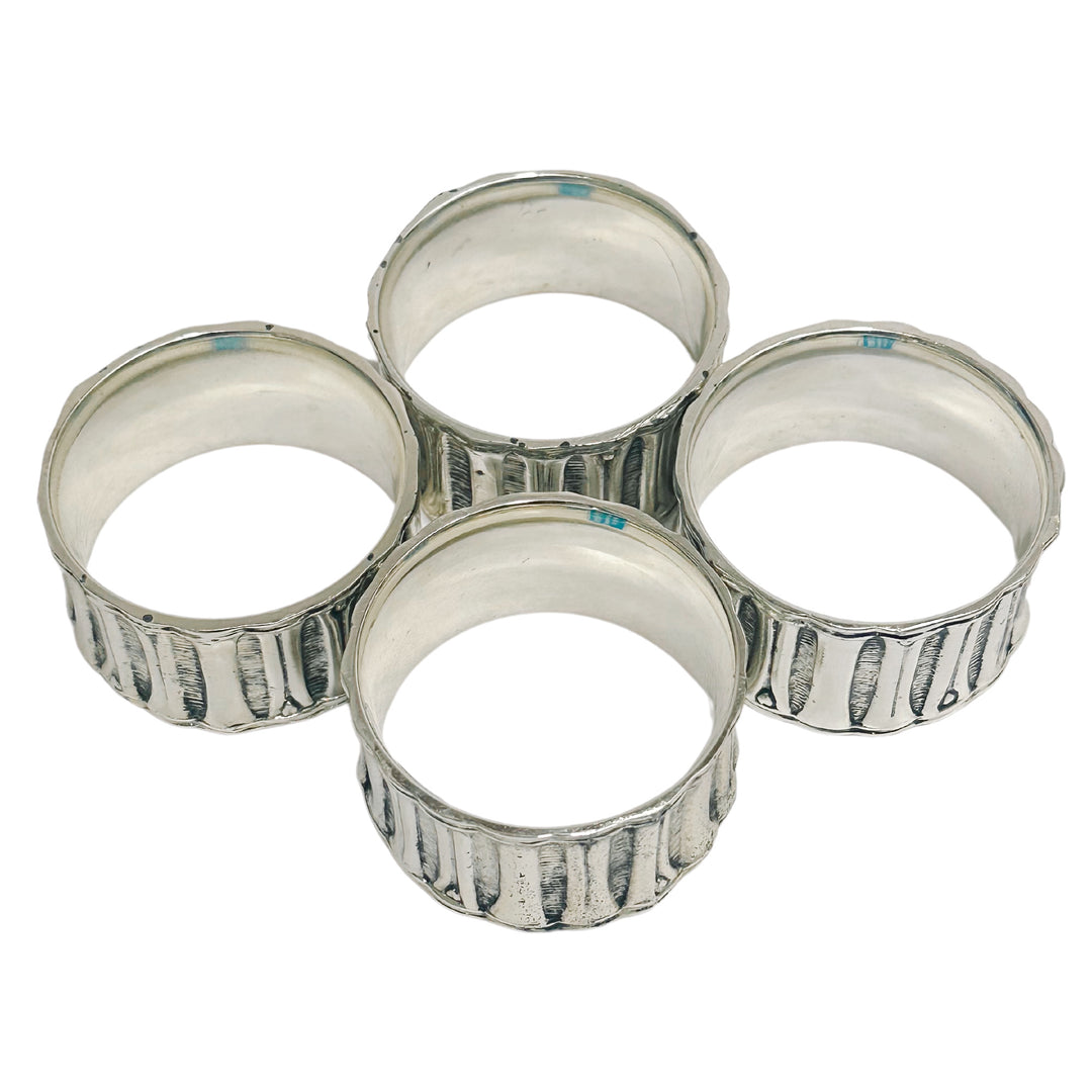 Vintage Faux Bamboo Stainless Steel Napkin Rings Set