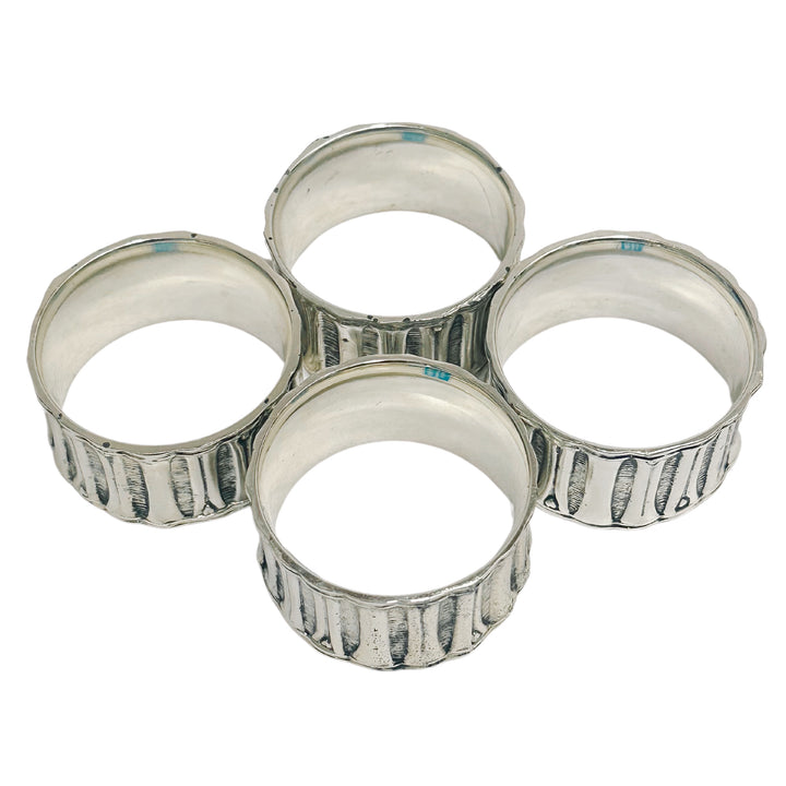 Vintage Faux Bamboo Stainless Steel Napkin Rings Set