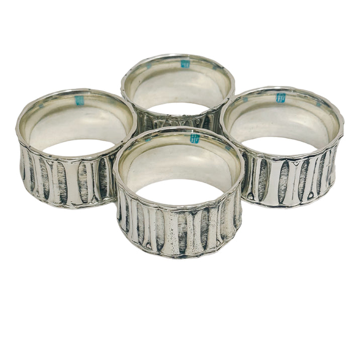 Vintage Faux Bamboo Stainless Steel Napkin Rings Set