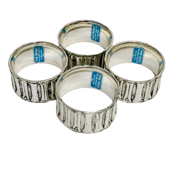 Vintage Faux Bamboo Stainless Steel Napkin Rings Set