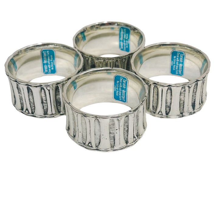 Vintage Faux Bamboo Stainless Steel Napkin Rings Set