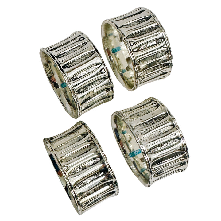 Vintage Faux Bamboo Stainless Steel Napkin Rings Set