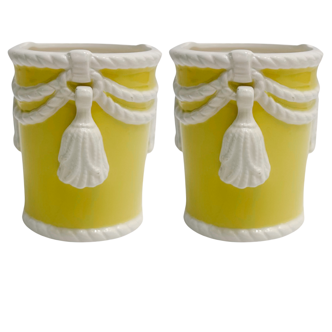 Fitz & Floyd Petite Yellow Tassel Vases