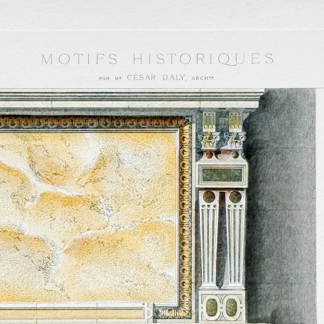 Framed 19th-Century French Hand-Colored Architectural Engravings by César Daly