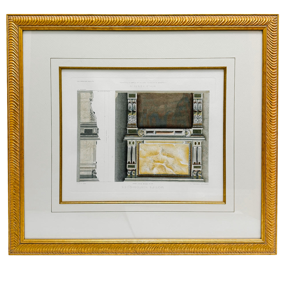 Framed 19th-Century French Hand-Colored Architectural Engravings by César Daly