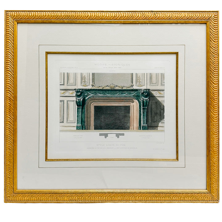 Framed 19th-Century French Hand-Colored Architectural Engravings by César Daly
