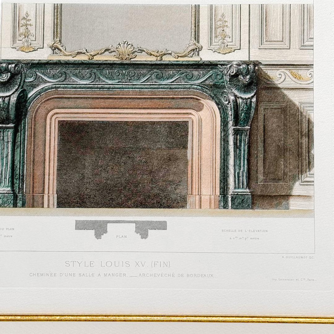 Framed 19th-Century French Hand-Colored Architectural Engravings by César Daly