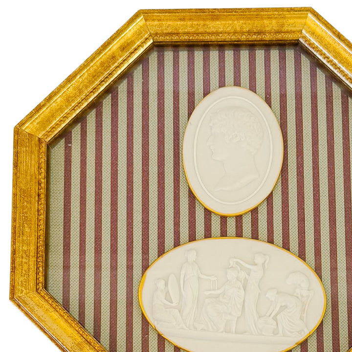 Framed Neoclassical Plaster Intaglio Medallions in Giltwood Shadow Box Frame