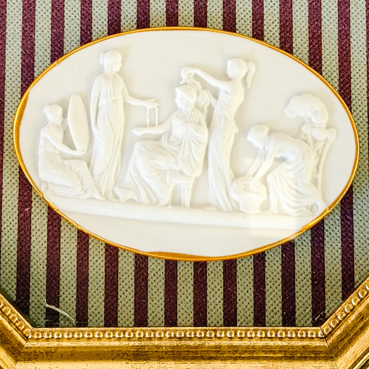 Framed Neoclassical Plaster Intaglio Medallions in Giltwood Shadow Box Frame