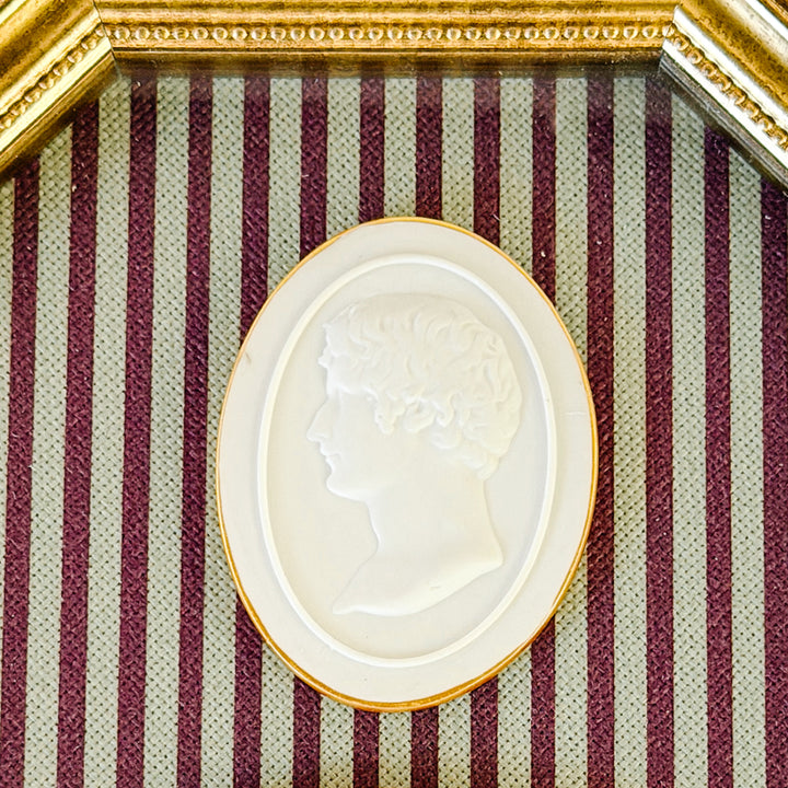 Framed Neoclassical Plaster Intaglio Medallions in Giltwood Shadow Box Frame