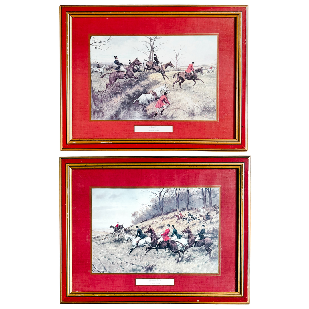Framed Reproduction Prints of George Wright's Fox Hunting Scenes 