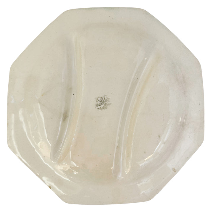 French Art Nouveau Water Lily Asparagus Majolica Plate