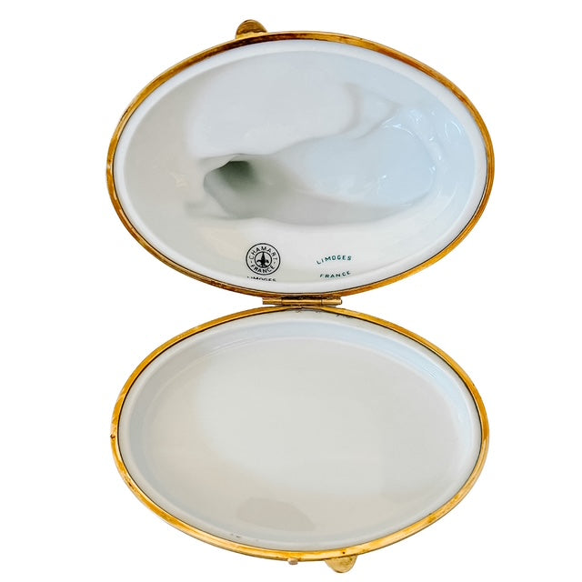 French Blanc De Chine Porcelain Reclining Cow Limoges Box by Chamart
