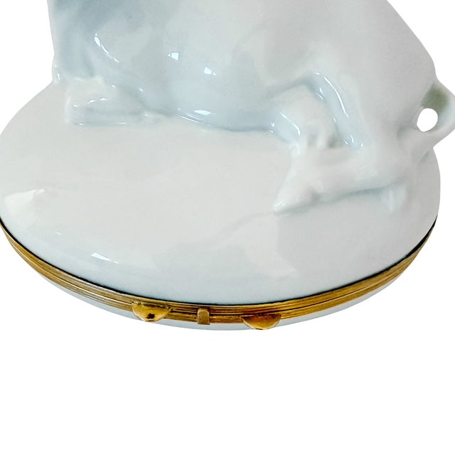 French Blanc De Chine Porcelain Reclining Cow Limoges Box by Chamart