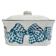 French Blue Gingham Lidded Box by Philippe Deshoulieres