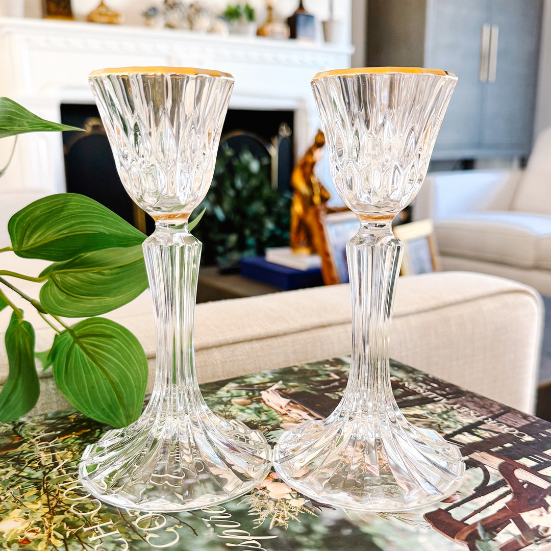 French Crystal Candlestick Holders by Cristal d'Arques-Durand
