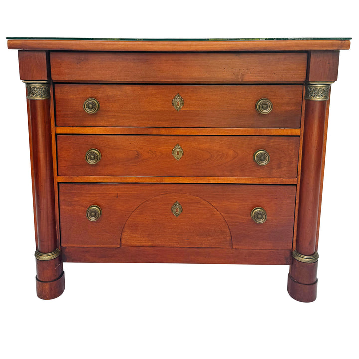 French Empire Cherry Wood Nightstands With Ormolu Accents by Lexington