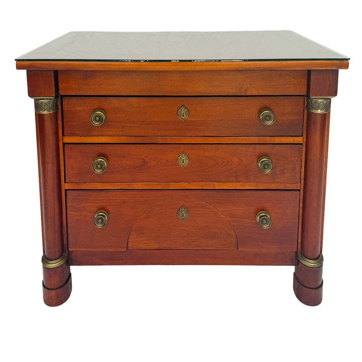 French Empire Cherry Wood Nightstands With Ormolu Accents by Lexington