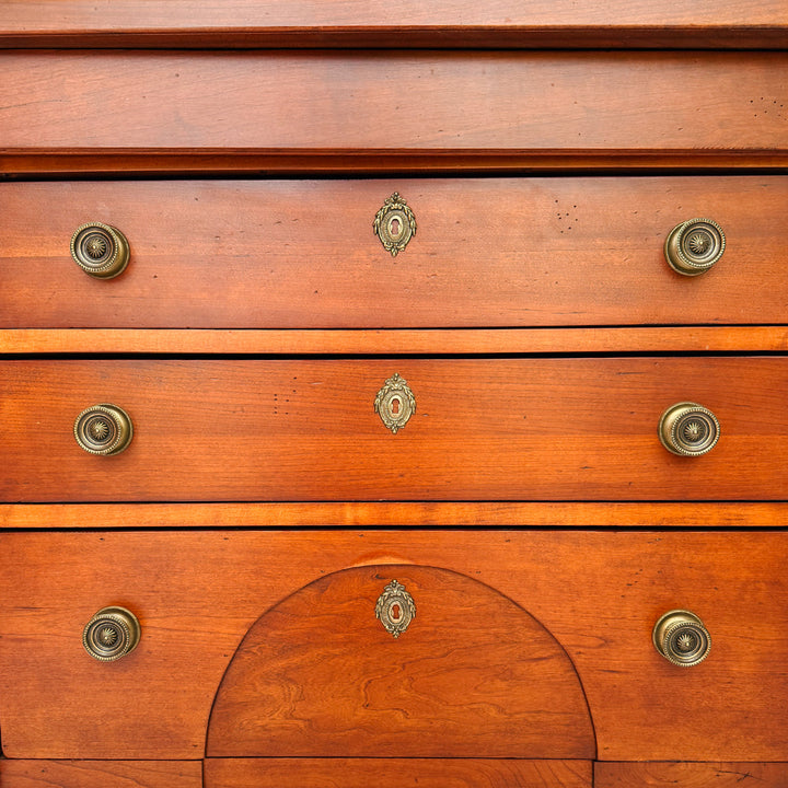 French Empire Cherry Wood Nightstands With Ormolu Accents by Lexington