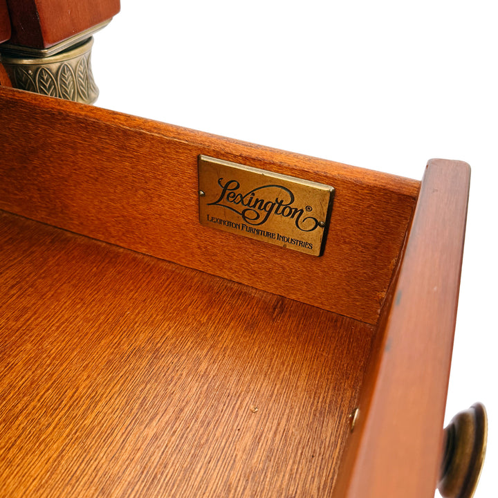 French Empire Cherry Wood Nightstands With Ormolu Accents by Lexington