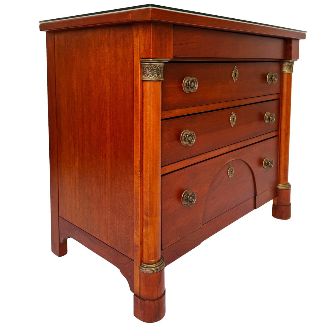 French Empire Cherry Wood Nightstands With Ormolu Accents by Lexington