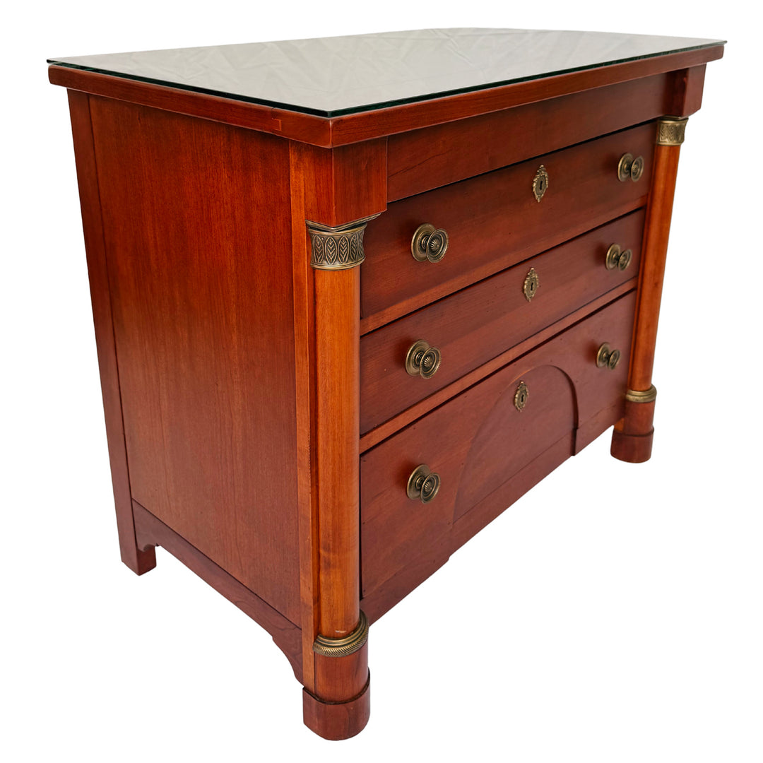 French Empire Cherry Wood Nightstands With Ormolu Accents by Lexington