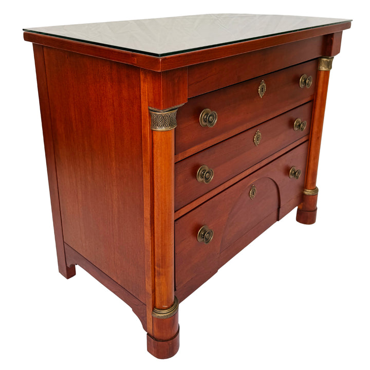 French Empire Cherry Wood Nightstands With Ormolu Accents by Lexington