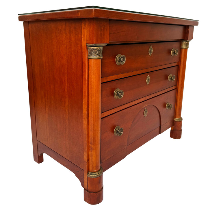 French Empire Cherry Wood Nightstands With Ormolu Accents by Lexington