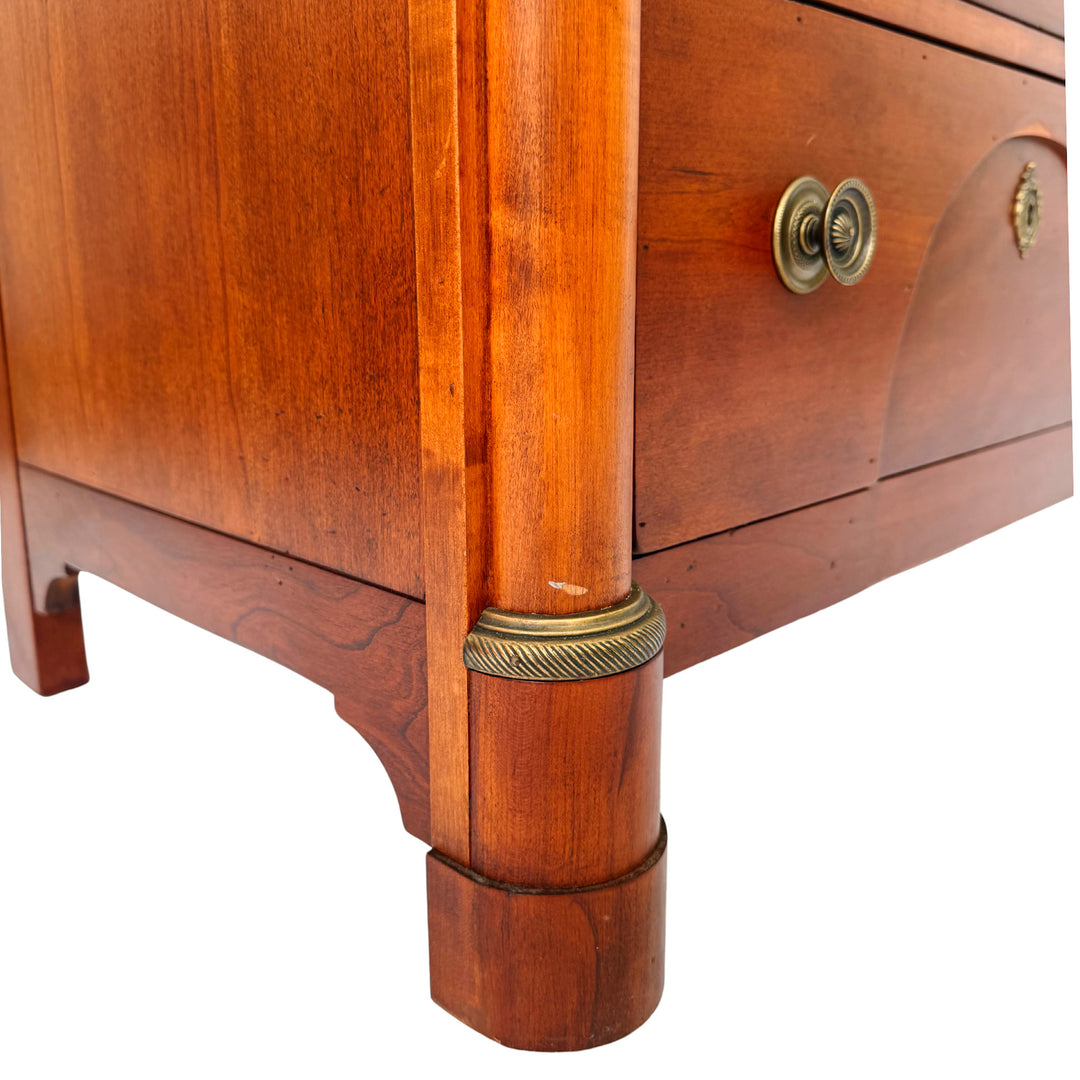 French Empire Cherry Wood Nightstands With Ormolu Accents by Lexington