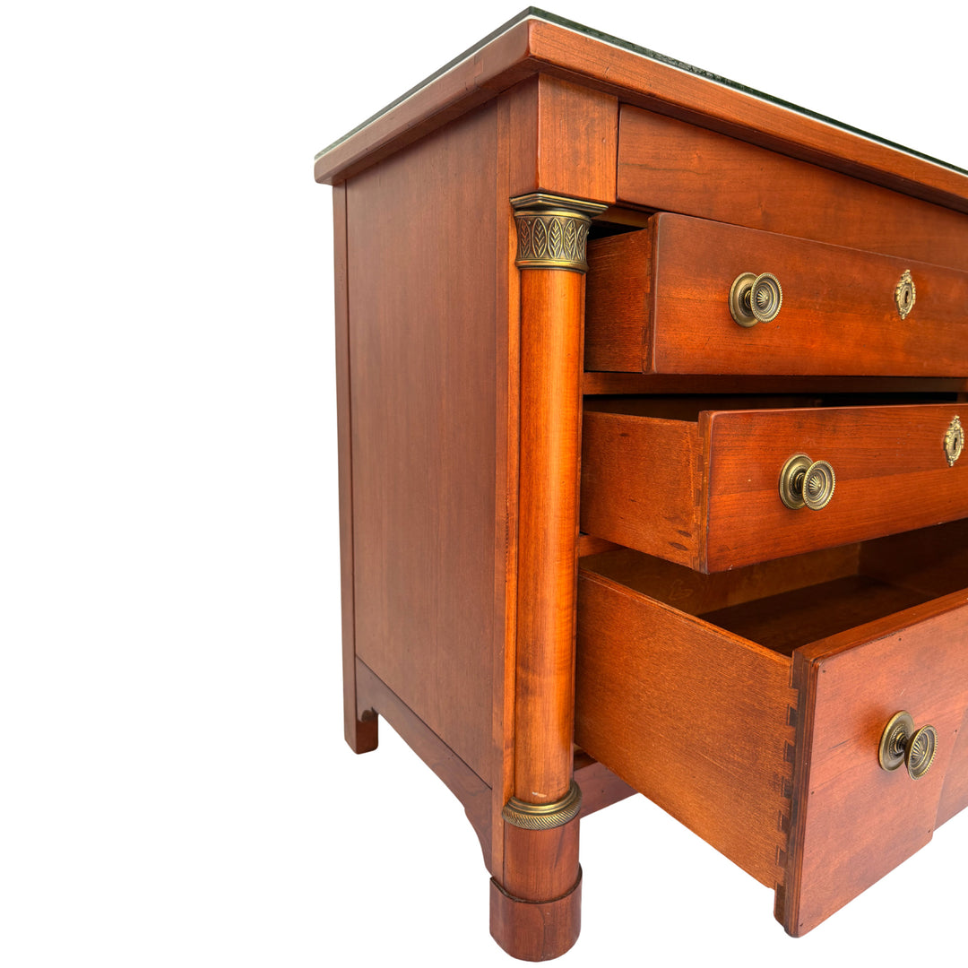 French Empire Cherry Wood Nightstands With Ormolu Accents by Lexington
