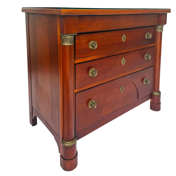 French Empire Cherry Wood Nightstands With Ormolu Accents by Lexington