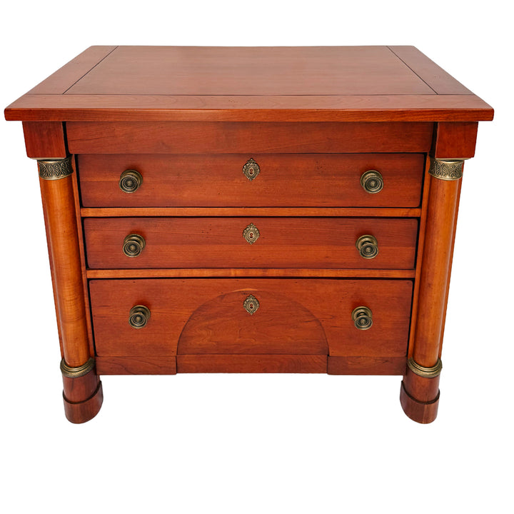 French Empire Cherry Wood Nightstands With Ormolu Accents by Lexington
