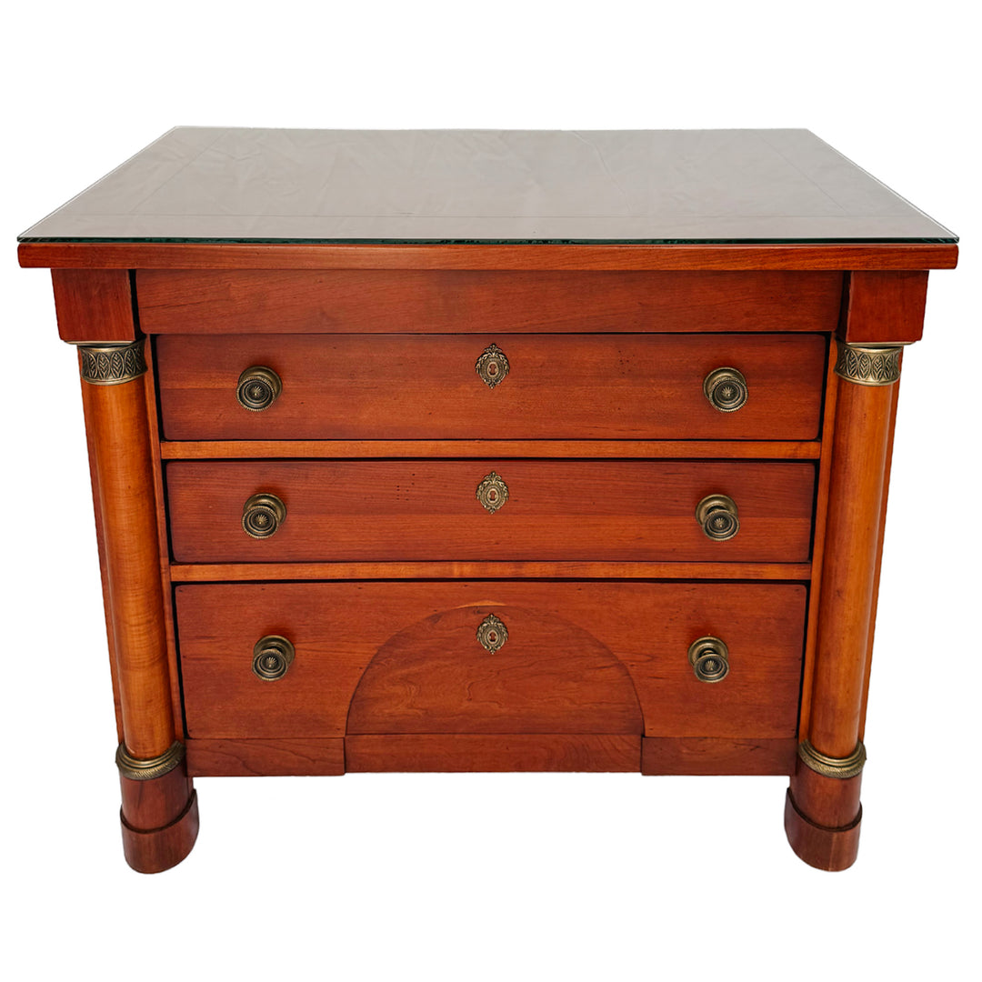 French Empire Cherry Wood Nightstands With Ormolu Accents by Lexington