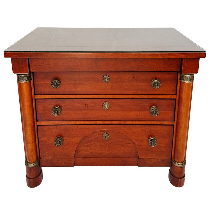 French Empire Cherry Wood Nightstands With Ormolu Accents by Lexington