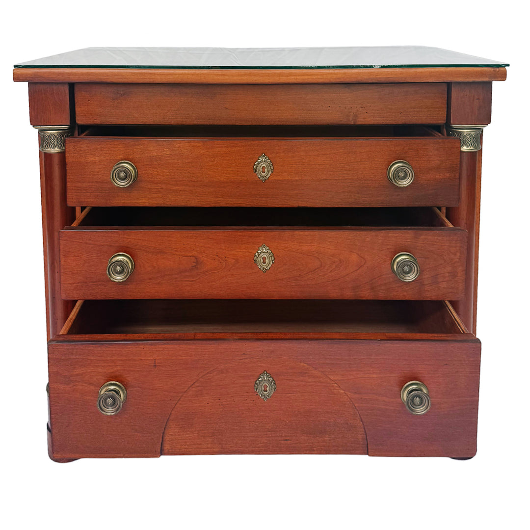 French Empire Cherry Wood Nightstands With Ormolu Accents by Lexington