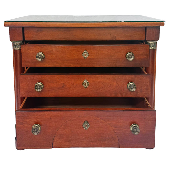French Empire Cherry Wood Nightstands With Ormolu Accents by Lexington