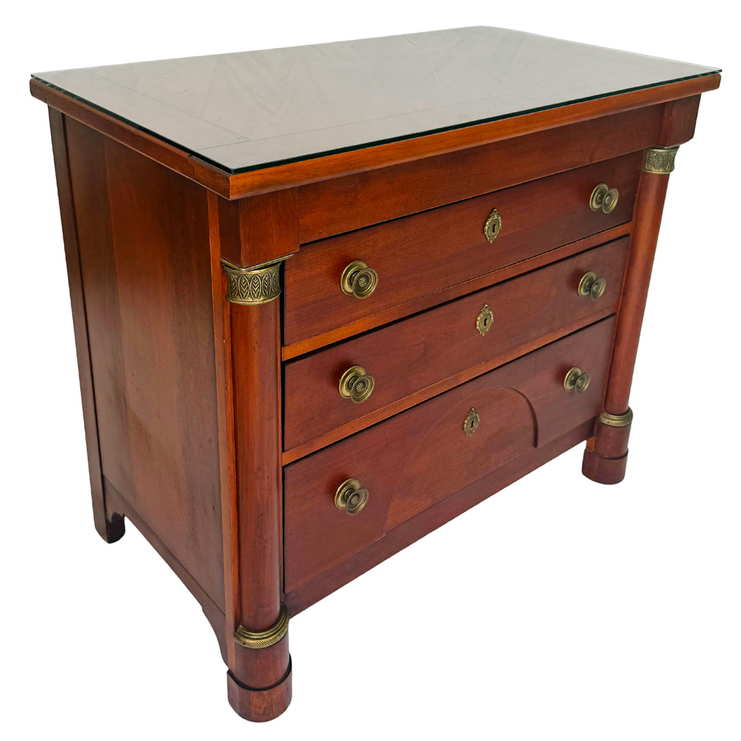 French Empire Cherry Wood Nightstands With Ormolu Accents by Lexington