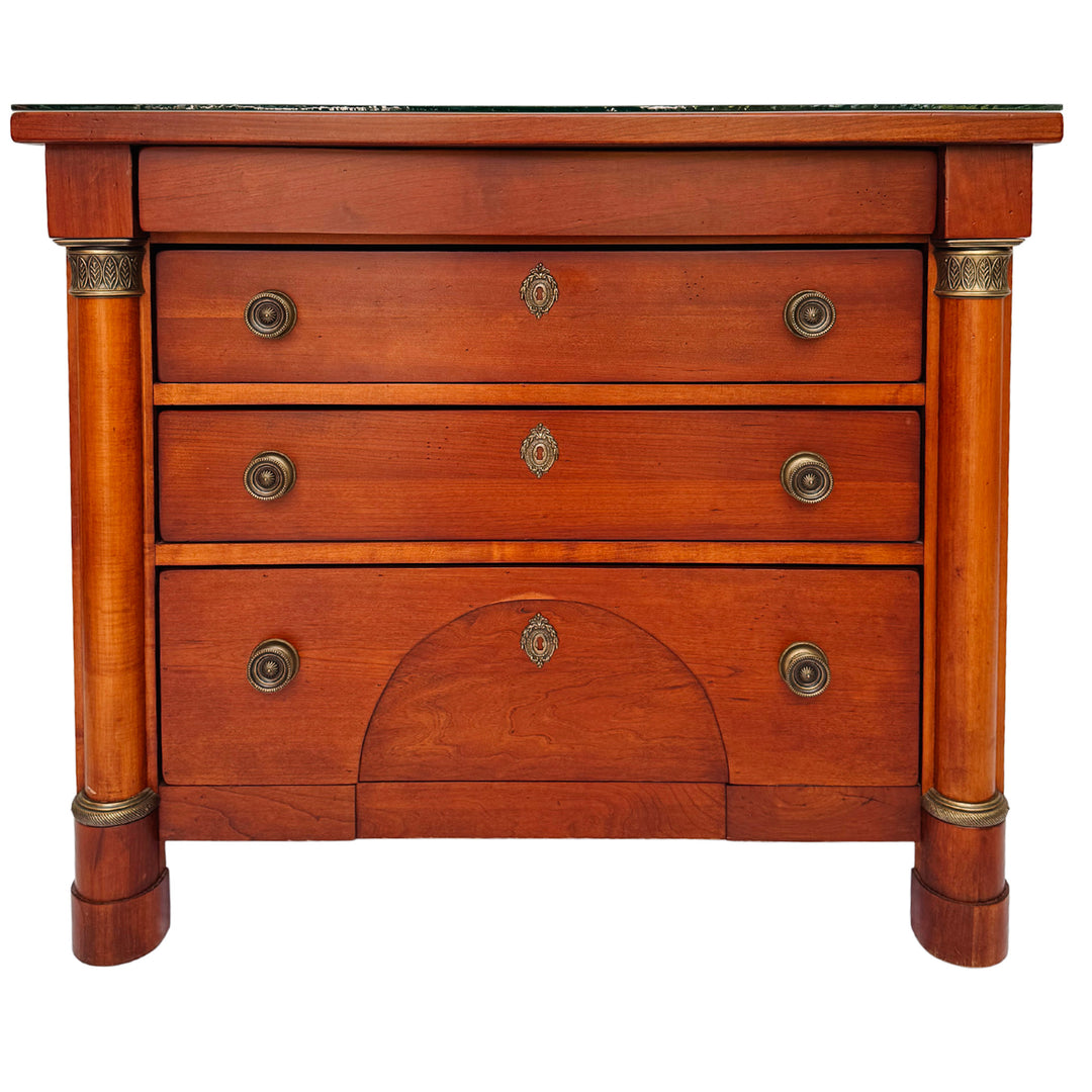 French Empire Cherry Wood Nightstands With Ormolu Accents by Lexington