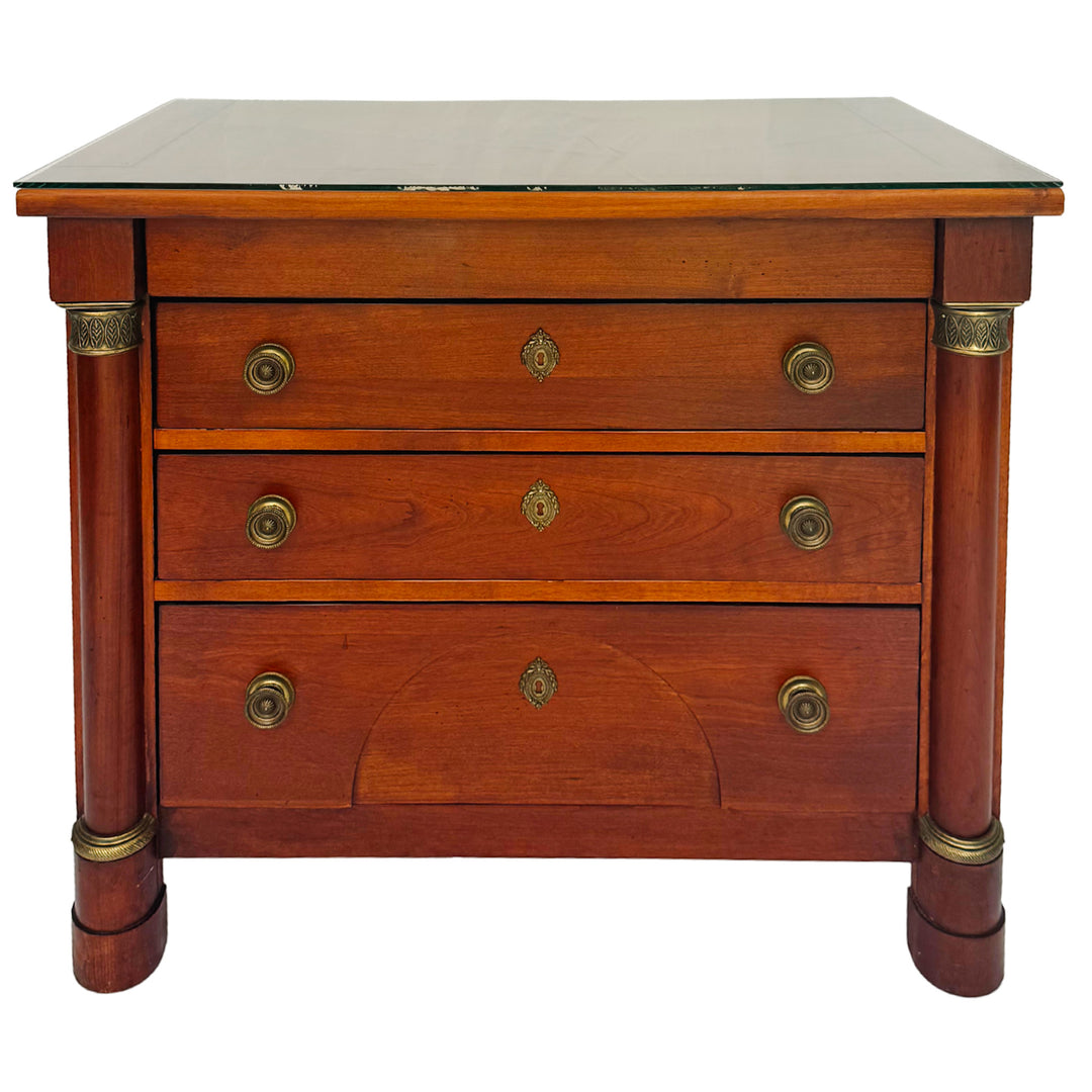 French Empire Cherry Wood Nightstands With Ormolu Accents by Lexington