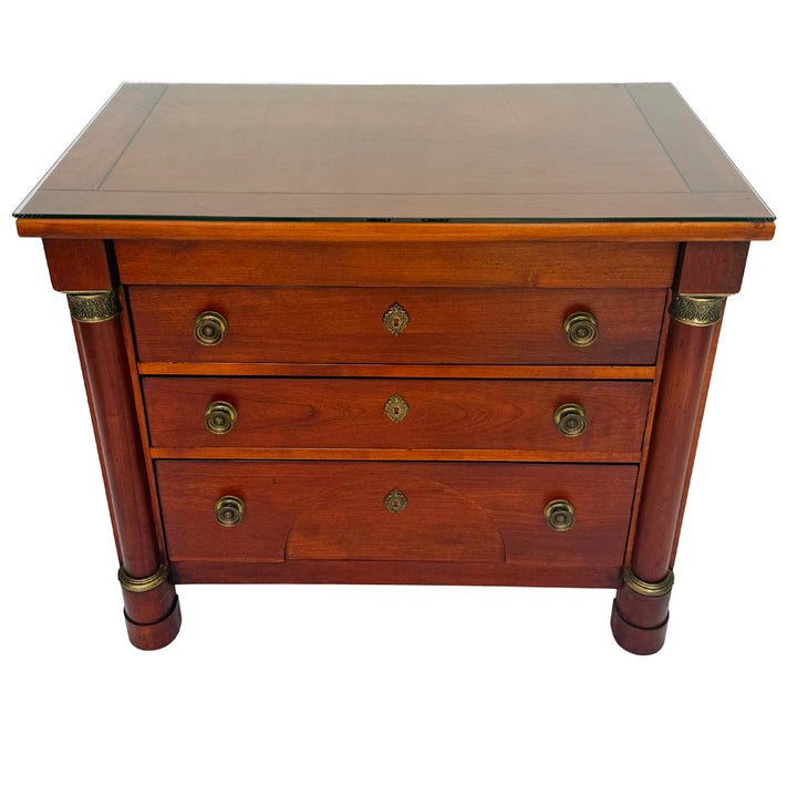 French Empire Cherry Wood Nightstands With Ormolu Accents by Lexington