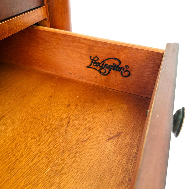 French Empire Cherry Wood Nightstands With Ormolu Accents by Lexington