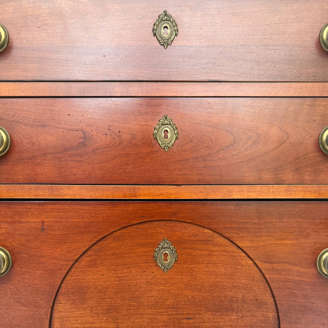 French Empire Cherry Wood Nightstands With Ormolu Accents by Lexington