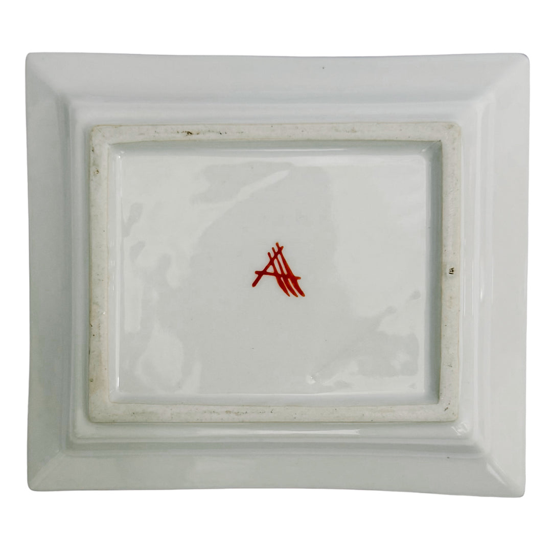 Fabienne Jouvin Green Geometric Catch-All Dish with Magenta Trim