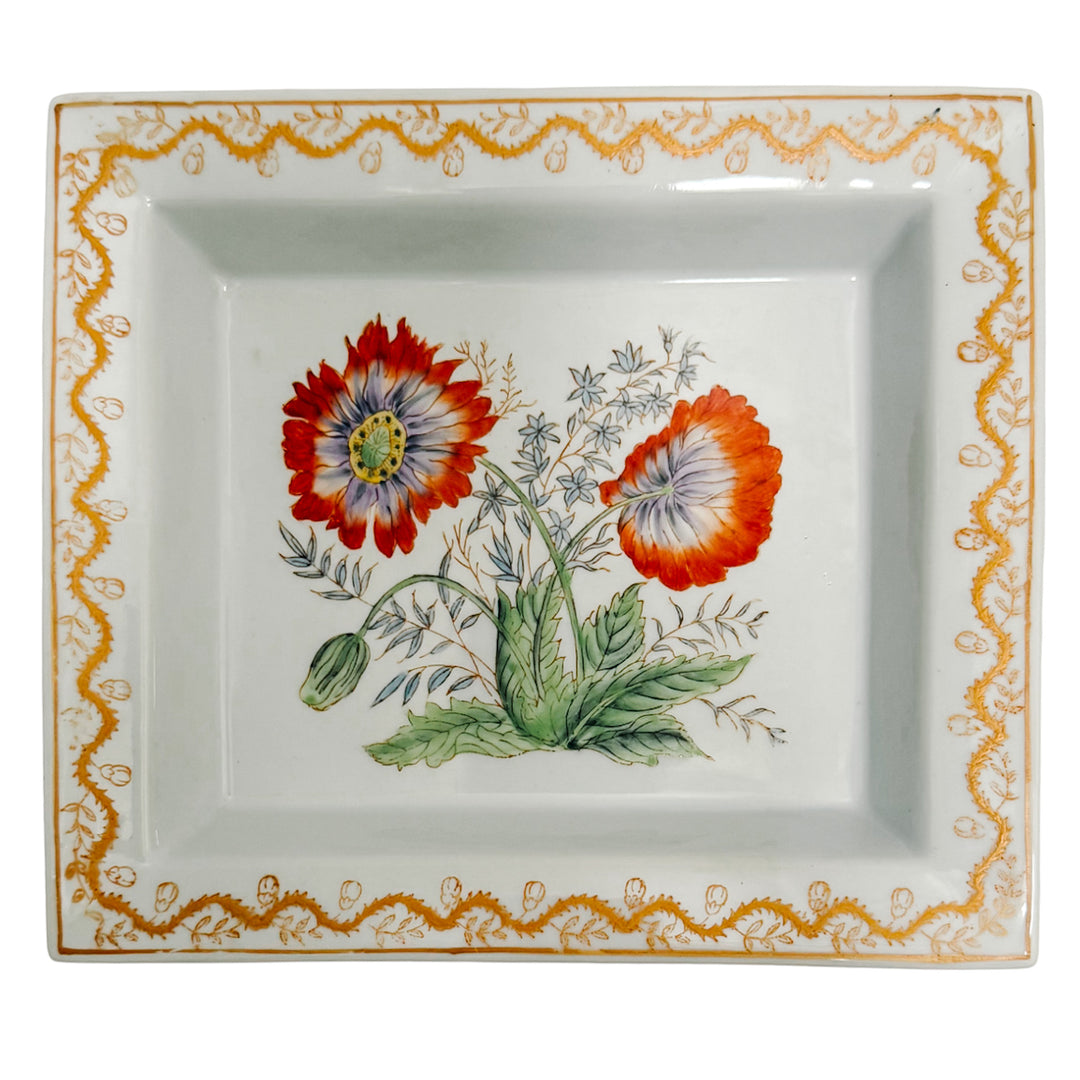 French Fabienne Jouvin Paris Botanical Poppy Catch-All Dish/Tray