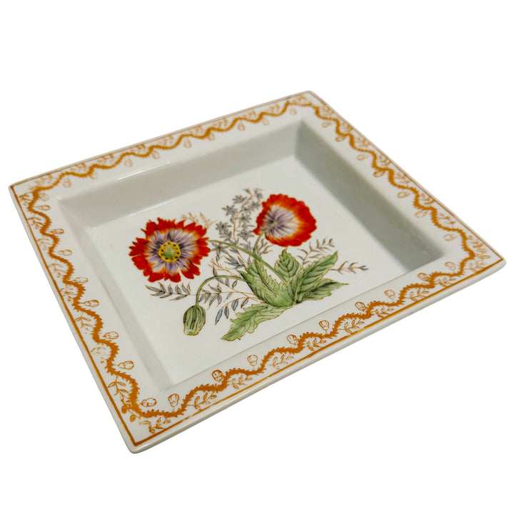 French Fabienne Jouvin Paris Botanical Poppy Catch-All Dish/Tray