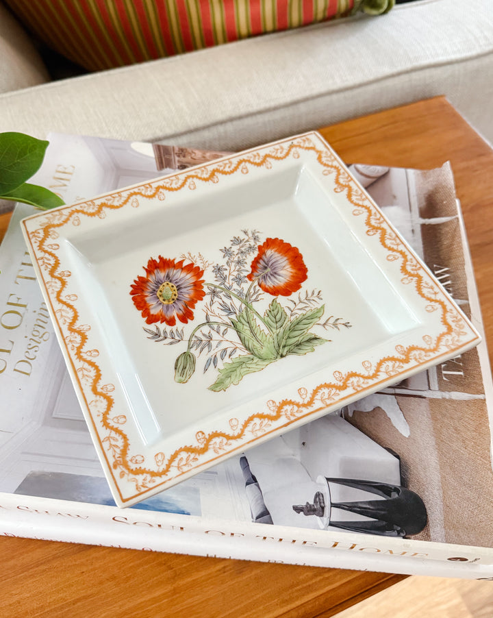 French Fabienne Jouvin Paris Botanical Poppy Catch-All Dish/Tray